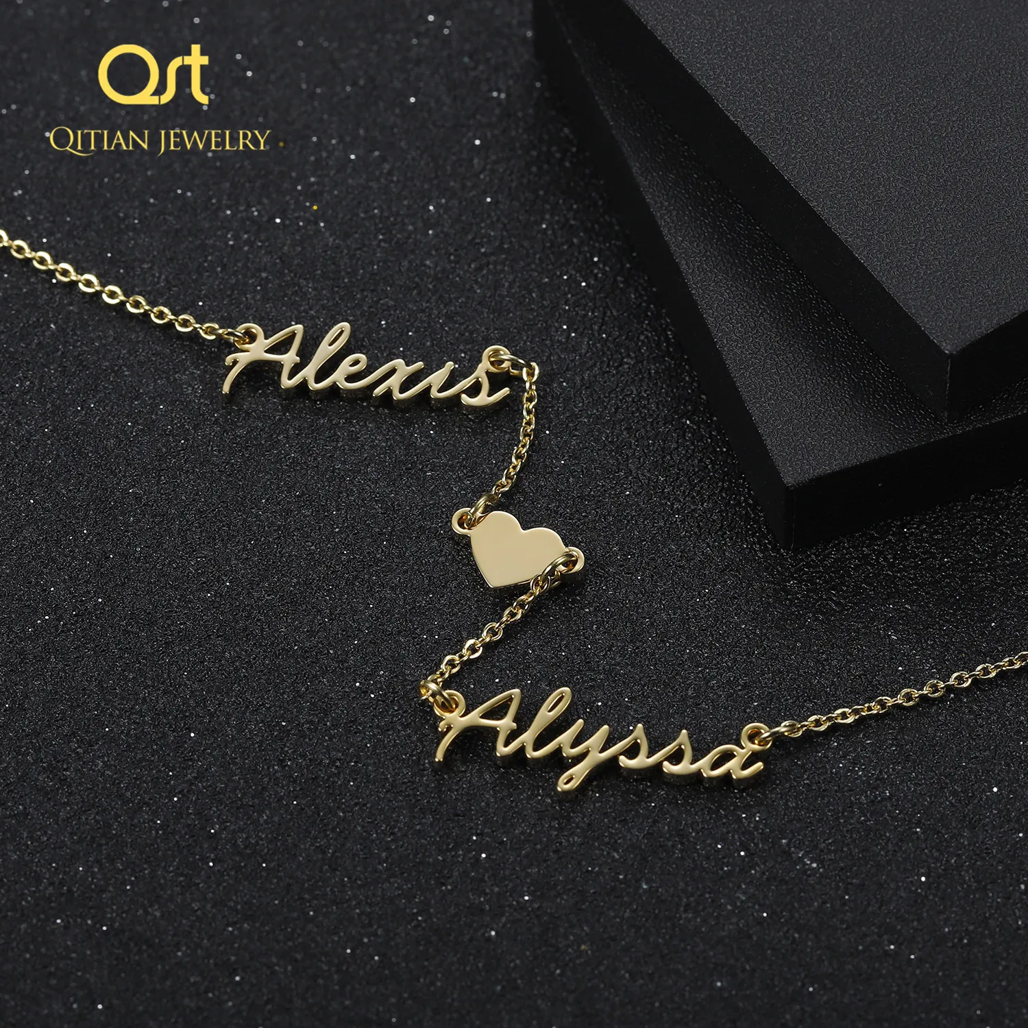 Fashion Custom Names Heart Symbol Halsband Rostfritt stål hängen uttalande Personlig choker för kvinnor gåva guldsmycken Q111319i