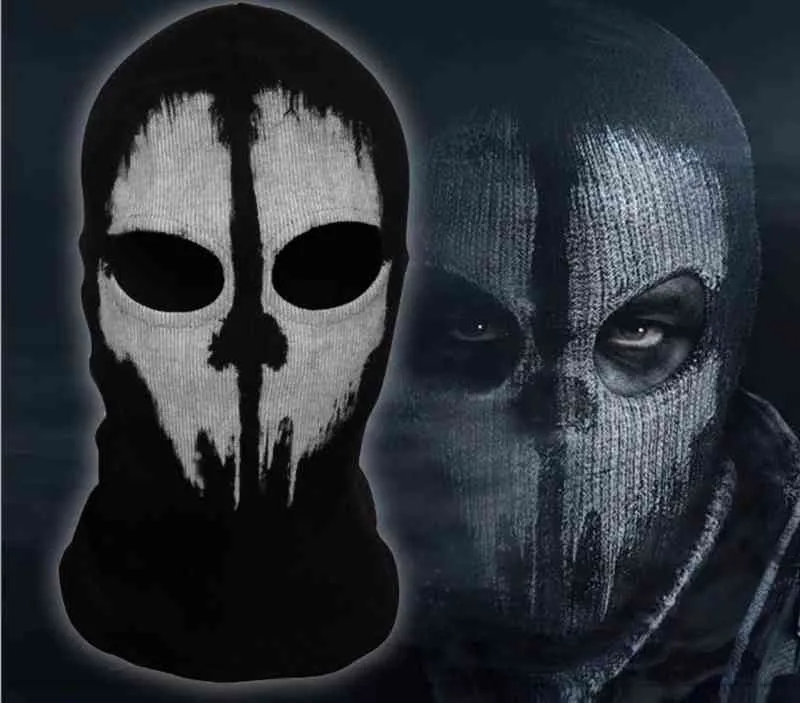 Szblaze Brand Cod Ghosts Print Chotcon Chonting Balaclava Mask Skullies Beanies for Halloween War Game Cosplay CS Headgear 25587798