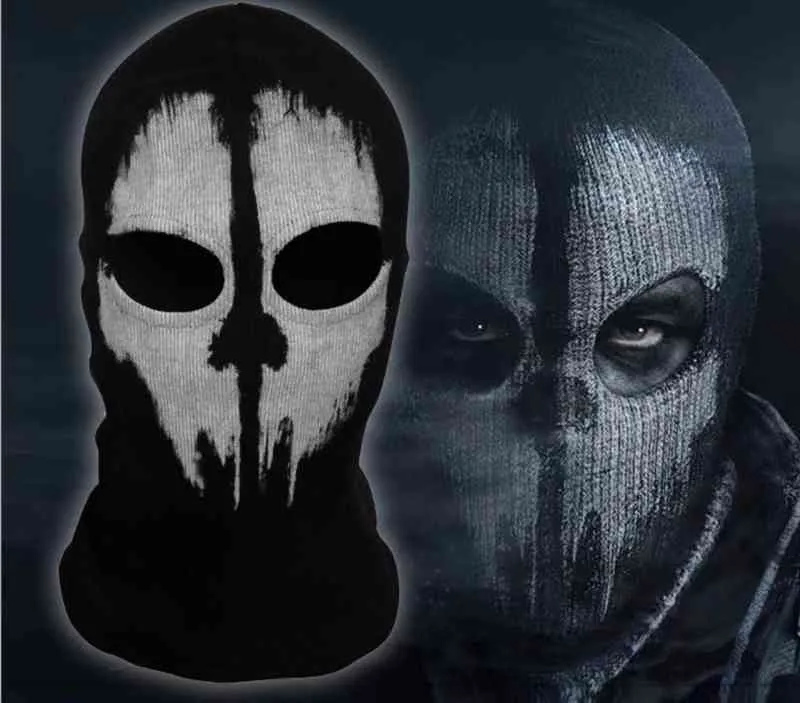 SzBlaZe Marca COD Fantasmas Impressão Meia de Algodão Balaclava Máscara Skullies Gorros Para Halloween Jogo de Guerra Cosplay CS player Chapelaria 29955753