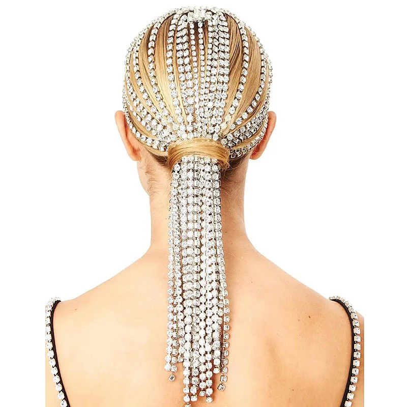 Stonefans moderno de accesorios para el cabello de diamantes de imitación para mujeres Elegantes bandas de cabello de borla de cristal completo