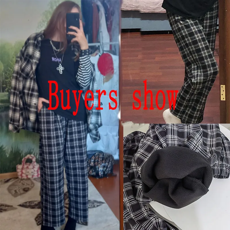 Lucyever Harajuku Plaid Pant Casual Oversize 3XL Loose Wide Leg Trousers Ins Retro Teens Hip-hop Unisex Straight 220211