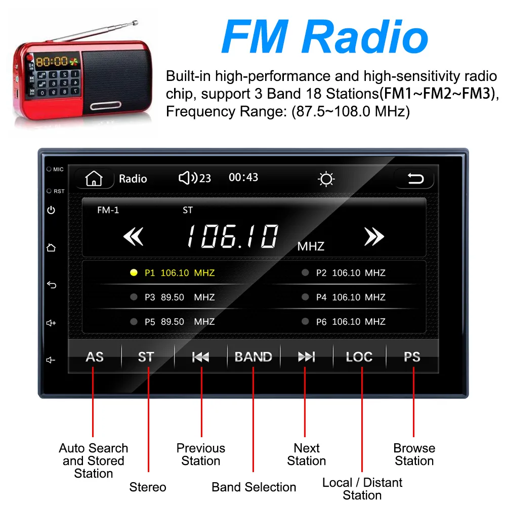 New 2 Din Automatic Radio MP5 Multimedia Player Auto Radio Car Play Android Touch Screen Stereo Receiver Double Stereo GPS Navigat3813718