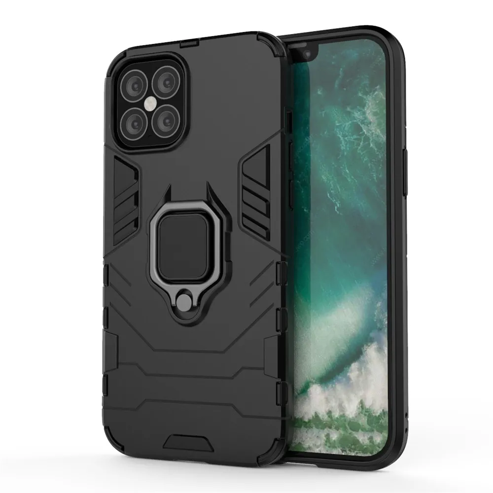 Shockproof Armor Case voor iPhone 12 Pro Max XS 12 Mini Hybrid Hard PC Soft TPU Roterende ringstandaard Herderkap voor iPhone 11 7 8 Plus Case