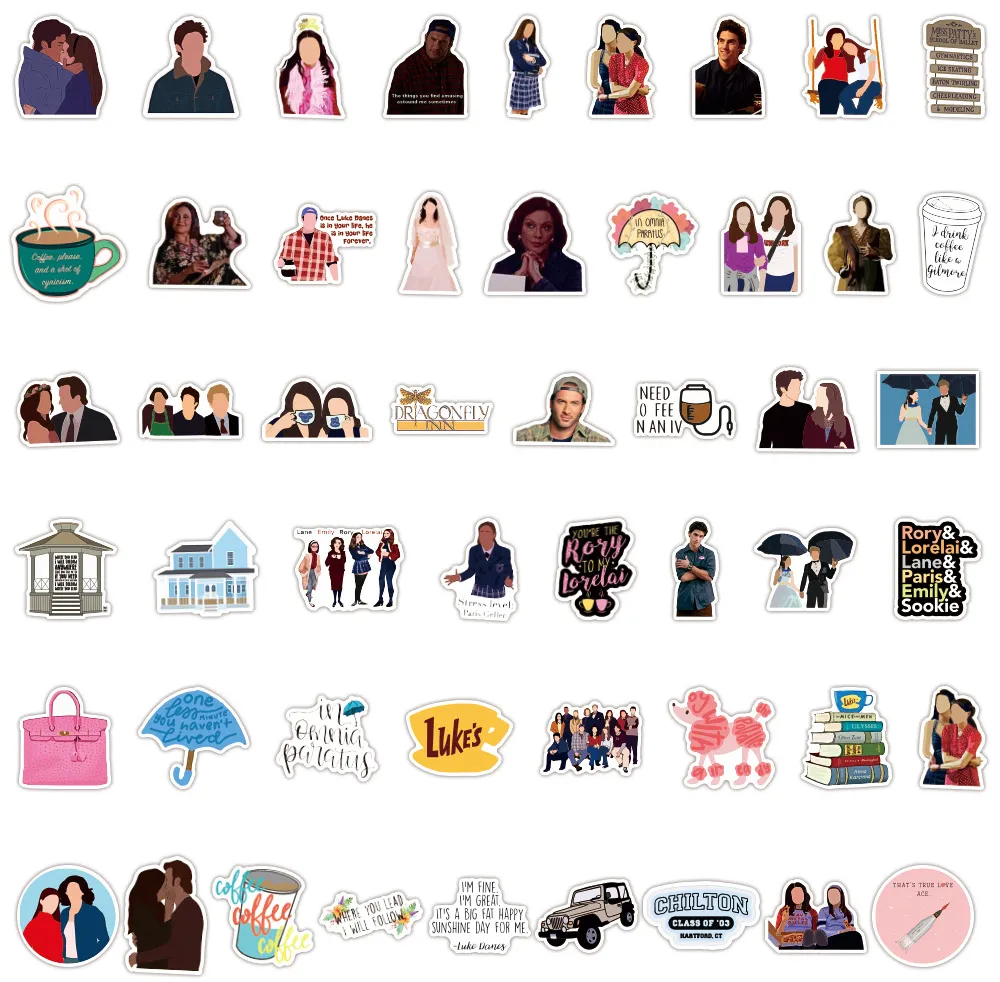 lot lustige TV -Show Gilmore Girls Sticker Bike Skateboard Kühlschrank Gepäck Laptop wasserdichte Witzabziehbilder Aufkleber Kinder Toys4282765