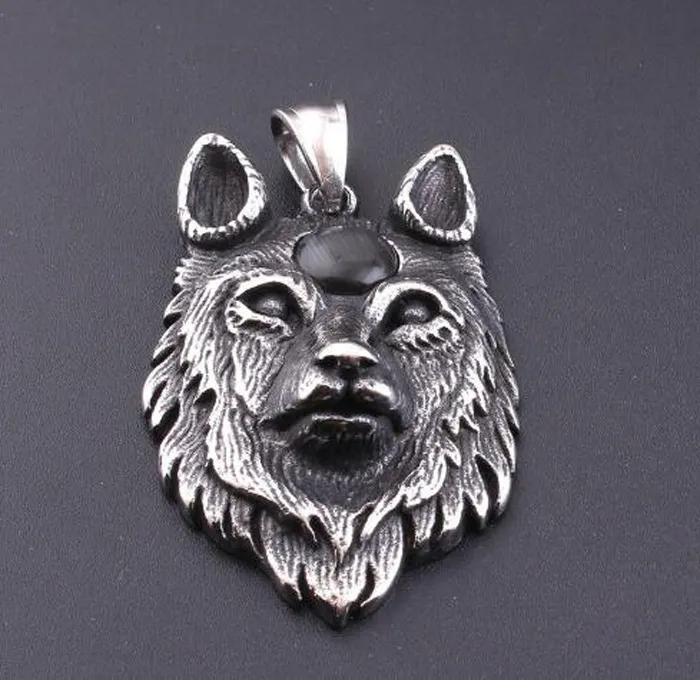 Vintage Silver Wolf Stainless Steel Dog Head Animal Men Retro Hip Hop Punk Rock Pendant Necklace Jewelry Gift 