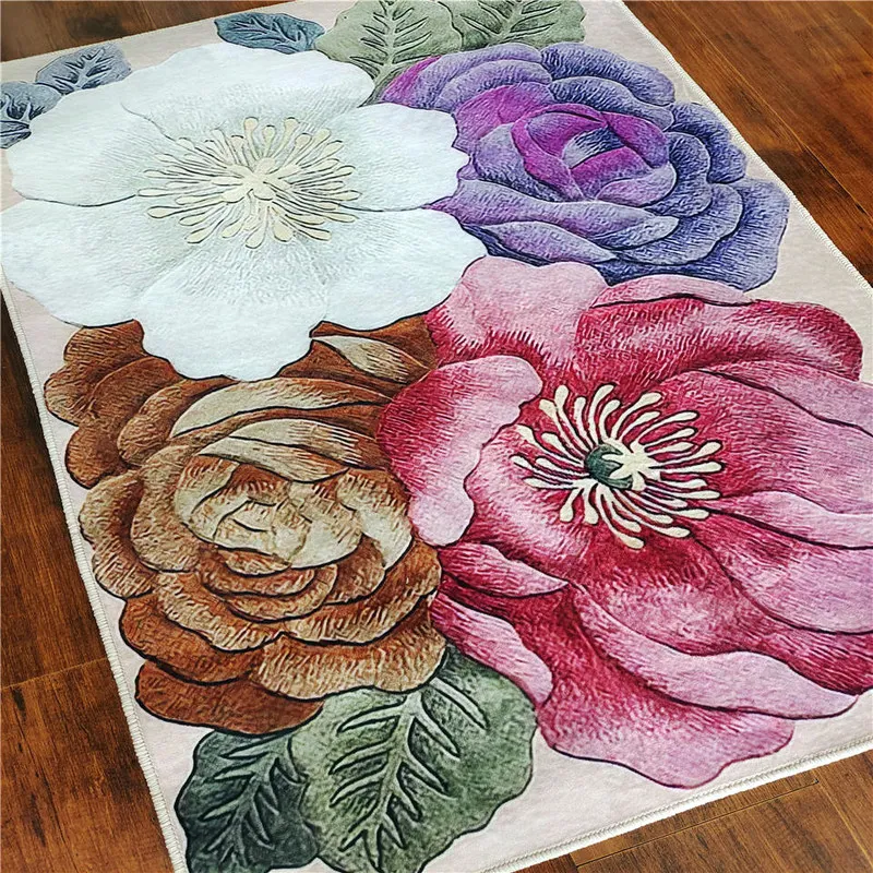 Amerikaanse stijl tapijt met bloem klassieke elegante bloemen tapijt voor woonkamer bed decor gang 220301