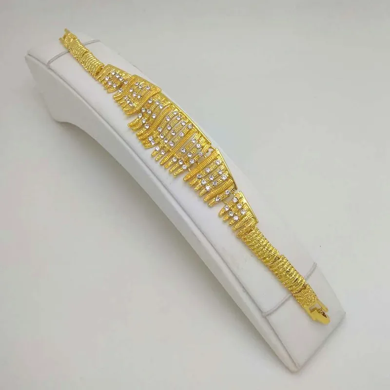 Neue afrikanische Goldfarbe Big Halskette Armband Ohrring Ring Sets Nigerian Hochzeit Schmuck Set für Partyzubehör 201222265h