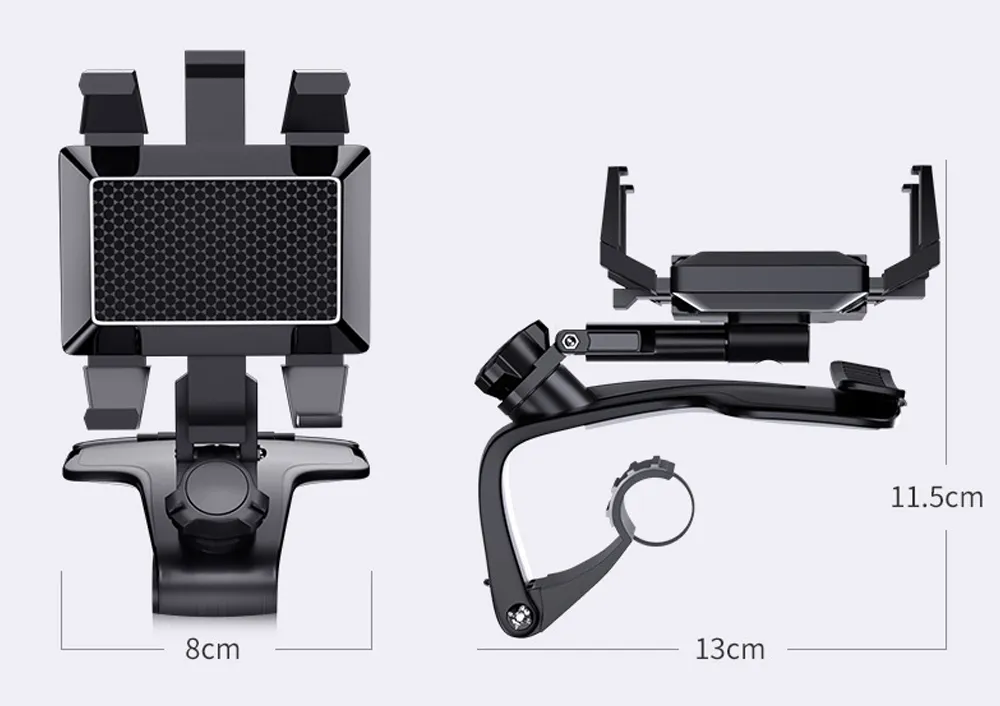 Suporte para celular multifuncional para carro 360 graus viseira de sol espelho montagem no painel GPS suporte para telefone cartão de estacionamento256r