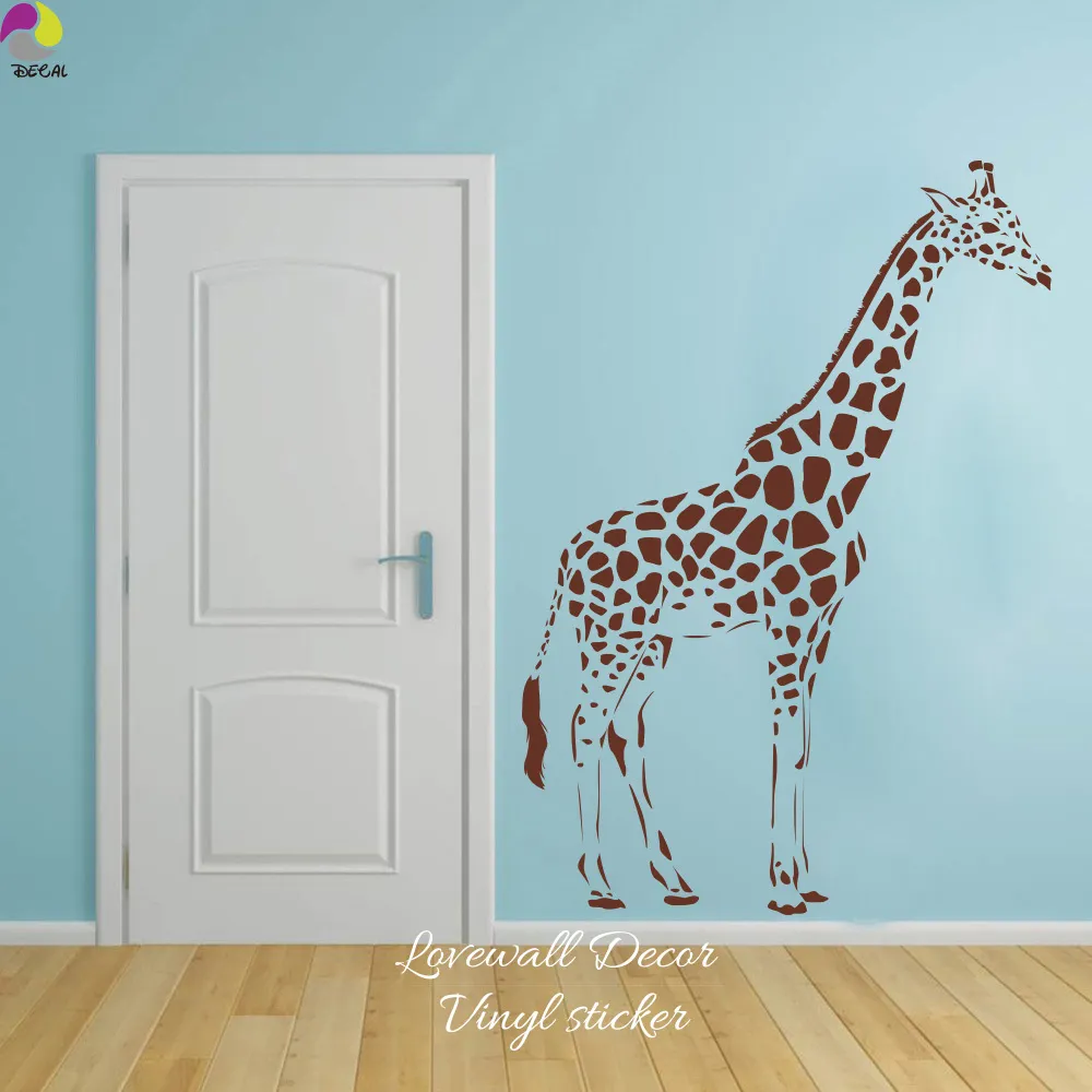 Cartoon giraffe Wall Sticker Baby Nursery Kids Room Cute Large Africa Giraffe Animal Wall Decal Living Room Vinyl Home Decor DIY (2)