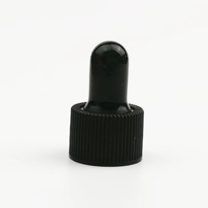 100 unids/lote tapa de rosca negra de plástico para aceite esencial de vidrio/botellas de suero accesorio apto para diámetro: boca de botella de 18mm