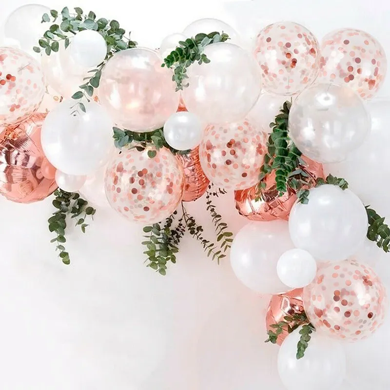 77-delig roségouden ballonslingerset latex confetti ballonnen bruiloft bruids douche babyshower meisjes verjaardagsfeestje decoraties 102271S