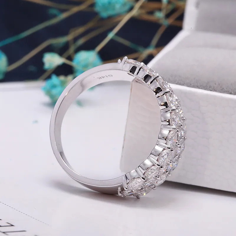 Aeaw Luxury Center 2.8CTW DF Colore VVS Banda di fidanzamento uomo Placcato in oro bianco solido S925 anello o S925 anello in argento 220212