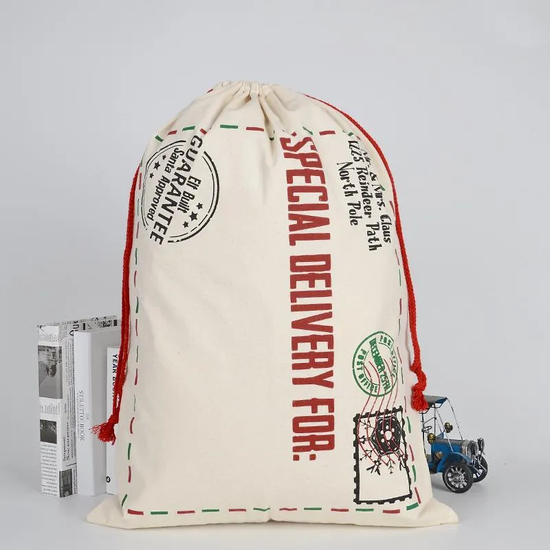 Xmas stora julstrumpor väskor säckar hessian jultomten gåva säck dekoration väska godis nuvarande lagringsdrag påse 11 stilar1994