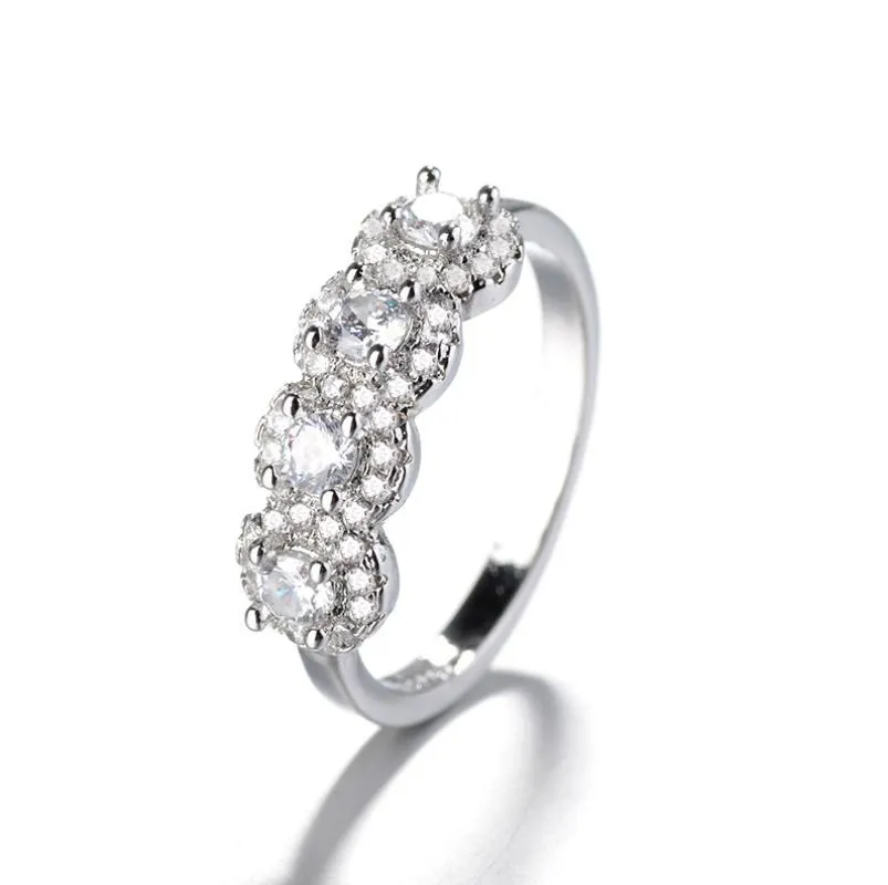 Anéis de casamento tamanho 4-12 gota vender jóias de luxo de alta qualidade 925 prata esterlina redonda pavimentar 5a cz eternidade anel feminino wynn22188o