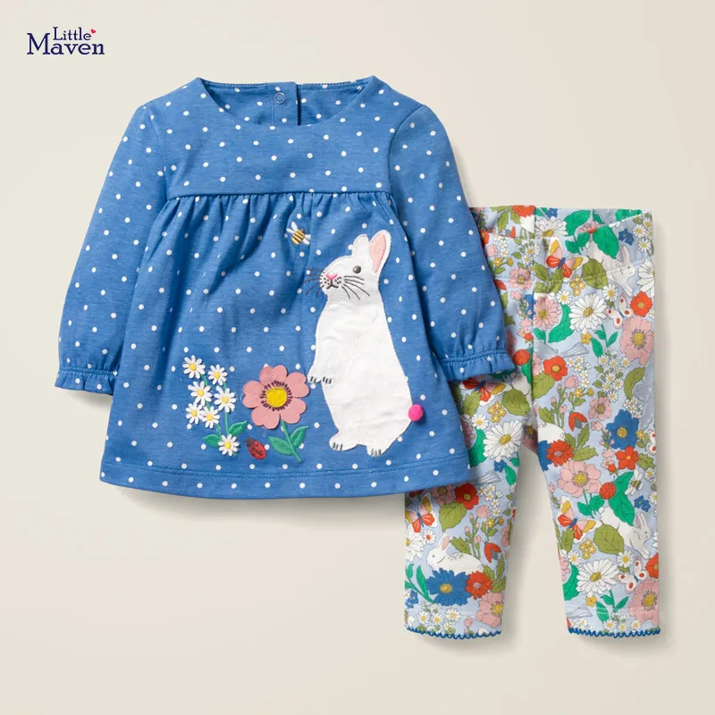 Little Maven Girls Clothing Sets Animal Rabbit Baby Suits Children039s Fall Boutique Outfits för barn Långärmklänning SE2064775