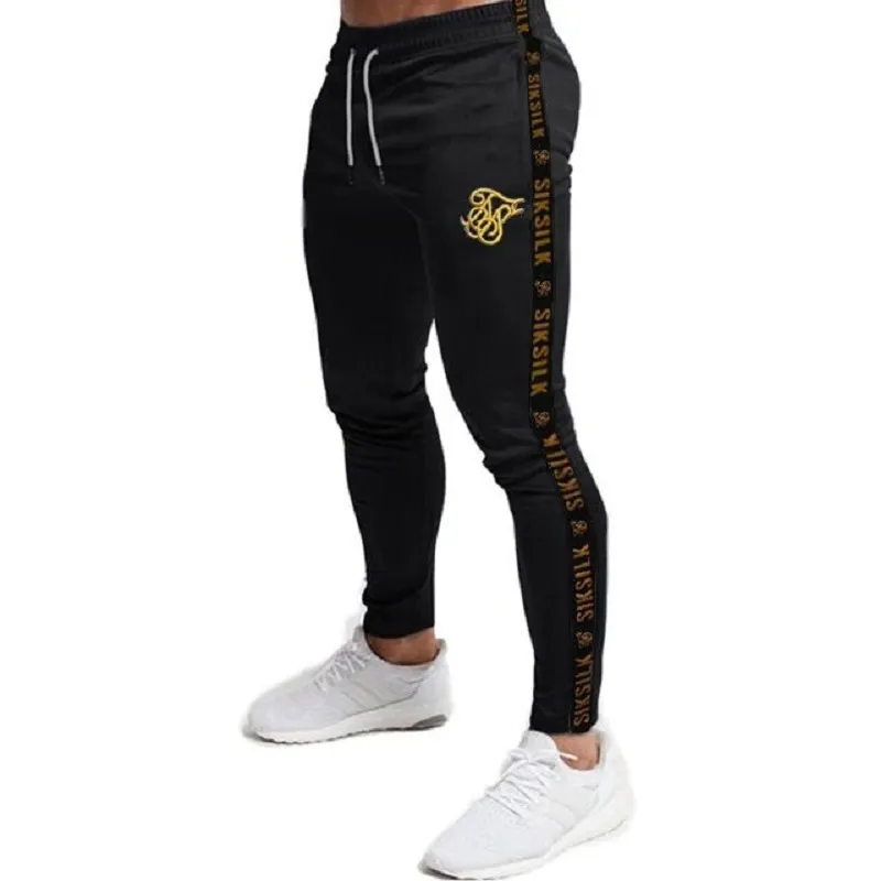 Mens Joggers Sweatpants Sik 실크 피트니스 탄력 바지 힙합 스키니 트랙 슈트 Siksilk 바지 남성 캐주얼 실크 실크 트랙 바지 X1228