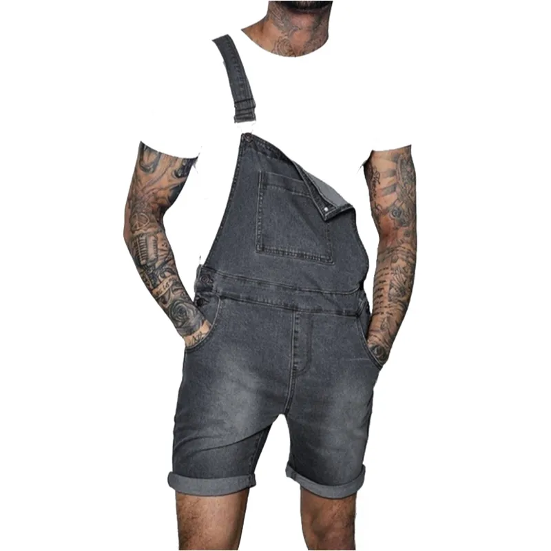 Rosa denim övergripande shorts för män mode hip hop streetwear mens jeans plus storlek kort jean jumpsuits 220301