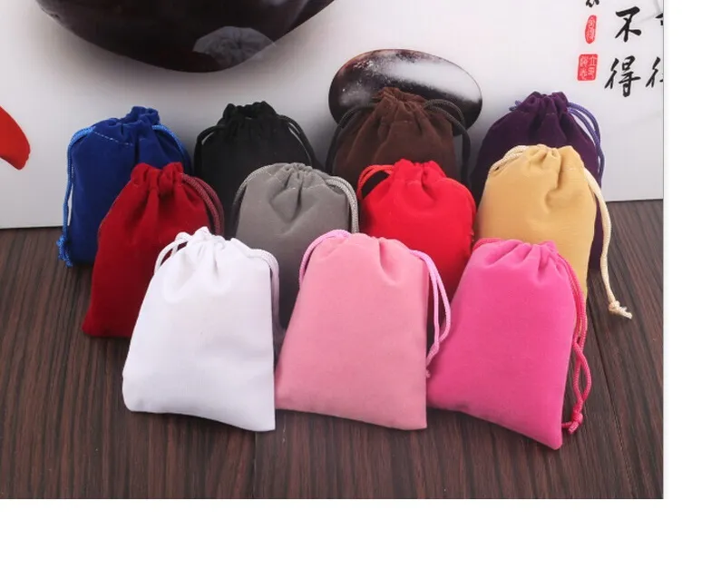 velvet drawstring bags high quanlity Gift packaging Flocked Jewelry bag Jewelries pouches Headphone packing cloth Favor Holders331J