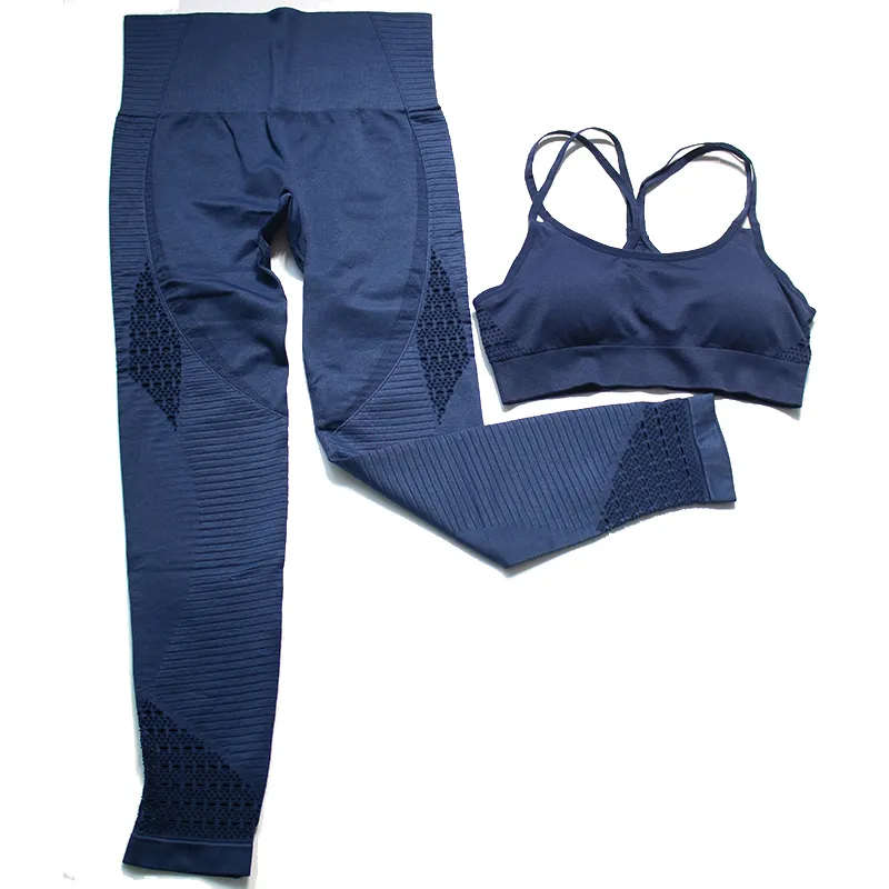 LANTECH Yoga Imposta Palestra Fitness Abbigliamento Pantaloni Abbigliamento sportivo Leggings Imbottito Pushup Senza cuciture Reggiseno sportivo Donna 2 pezzi Tute sportive Set T200115