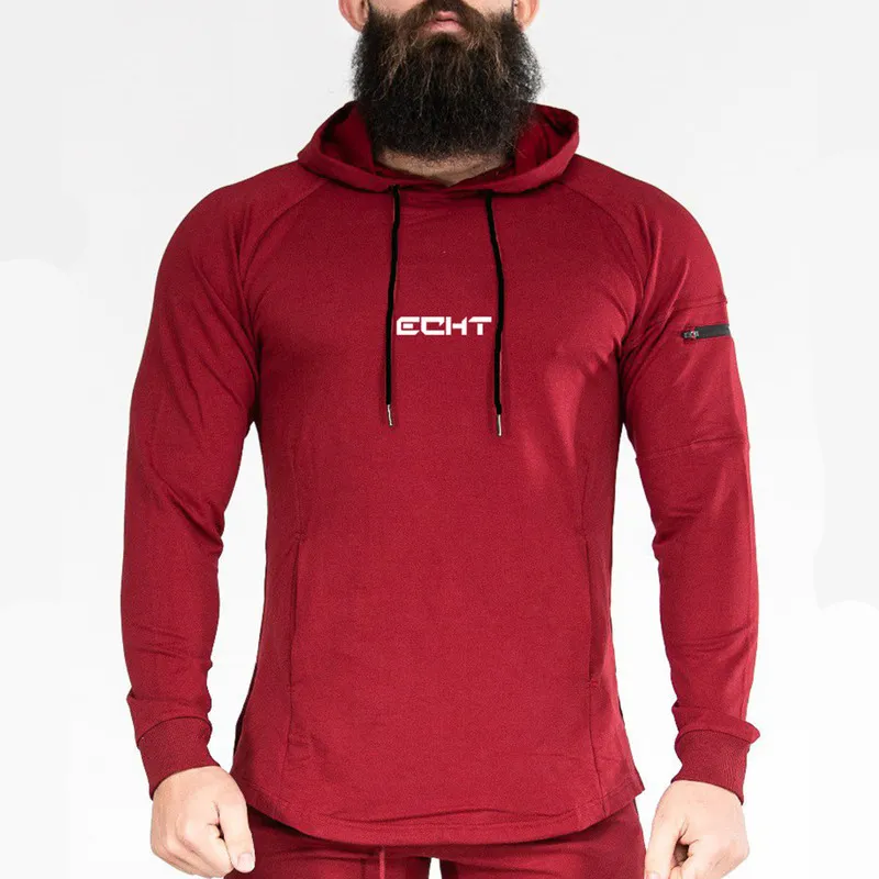 Marque Casual Sweat À Capuche Hommes Coton Rouge Sweat Gymnases Fitness Entraînement Pull Automne Mâle Mode Veste À Capuche Tops Vêtements 220310