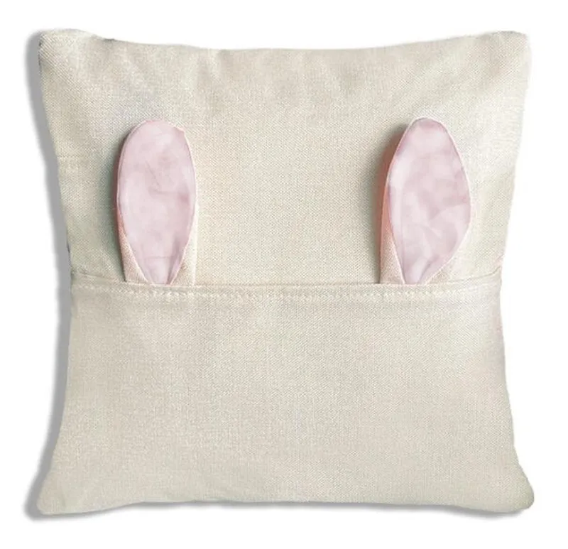 /DHL Sublimation Blank Easter Pillow Case 40*40cm Heat Print Rabbit Ear Cushion Covers DIY Linen Pillow Covers Party Decoration LY2013