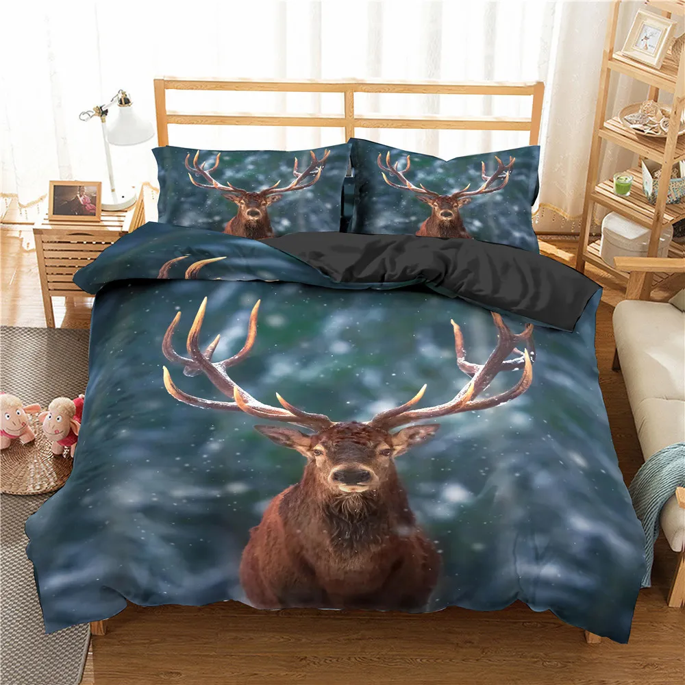 Homesky 3D Deer Bedding Zestaw Luksusowy miękki kołdra Król Queen Twin pełny pojedynczy zestaw podwójnych łóżków Połoszczenia Blothes 201114234L