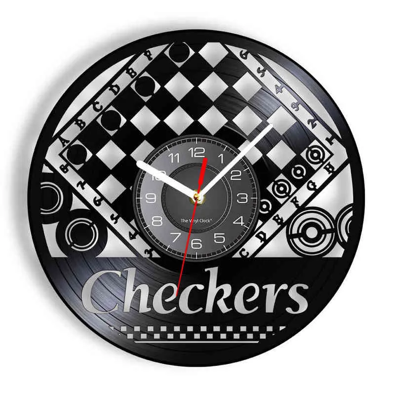 Checkerboard Checkers Gramophone Record Wall Clock Game Room Decor Game Board Vinyl LP Album Clock Laser Cut Handicraft Art H1230