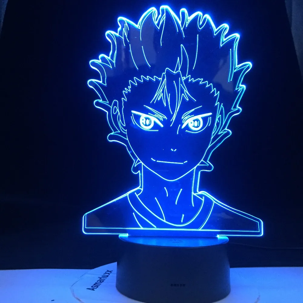 Haikyuu nishinoya yuu figuur voor kinderen kinder -slaapkamer decor nachtlicht rgb kleurrijk bureau led nacht licht manga 3d lamp anime cadeau282n