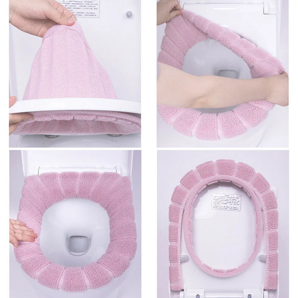 9 cores de armazenamento de banheiro closestool toalete de assento aquecido tampa de assento macio almofada de almofada de inverno morno almofada lavável pelúcia