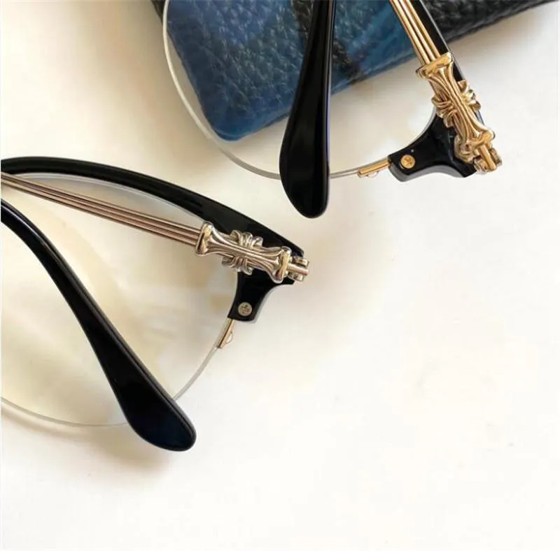 Nya glasögon design tang optisk recept spegel katt ögon halfframe klassisk stil affär elit stil optisk platt lins topp qua2945