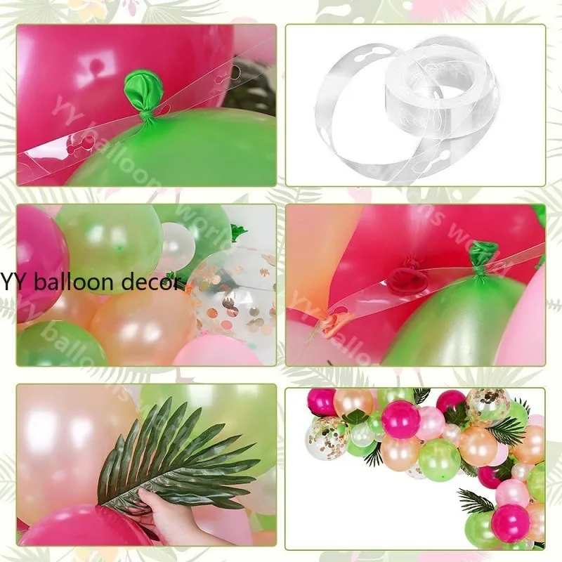 81 pièces ballons de fête tropicale arc guirlandes décorations Kit ballons rose or blanc pour mariage d'anniversaire hawaïen F12302212