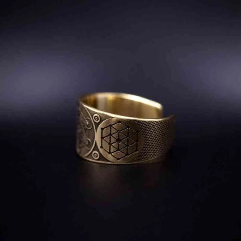 Vintage Archanioła Metatron Warrior Knight Angel of Life Regulowane pierścienie dla mężczyzn Salomon Kabbalah Ring Amulet Aesthetic253h