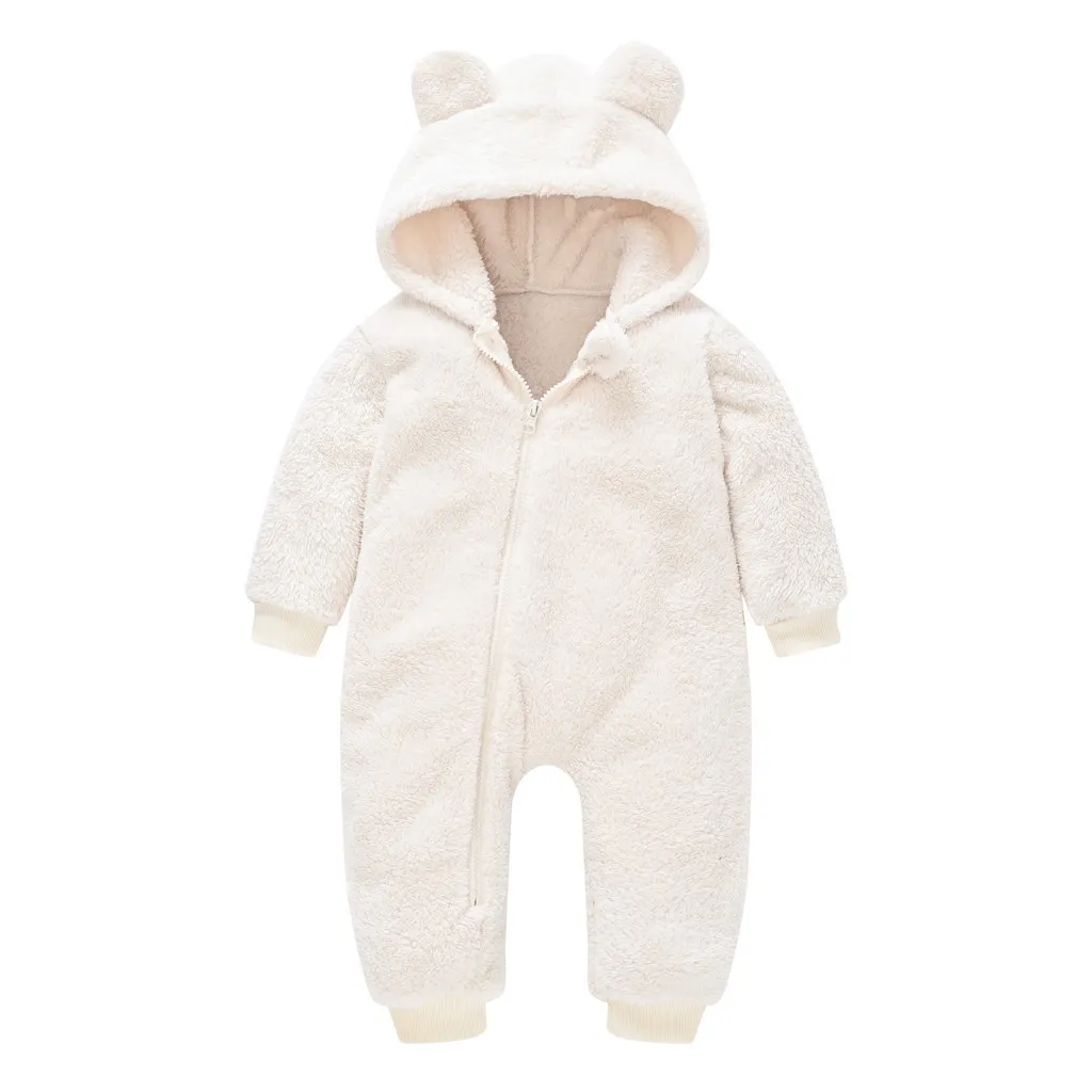 Baby pasgeboren babykleding faux bont jas rompers voor meisjes jongens dragen winter warme dikke sneeuwpuit capuchon dikke jumpsuit 209188320