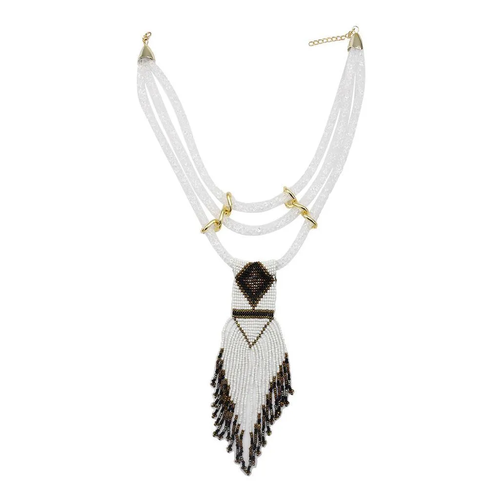 Boho indien multi couches bavoir collier collier à la main résine perlée longue gland fleur déclaration colliers femmes bijoux africains Y225O