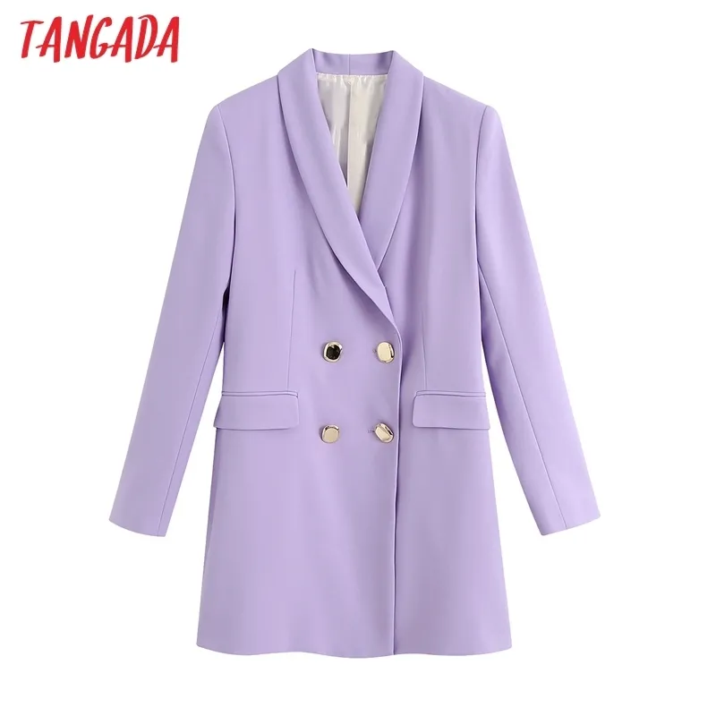 femmes élégant blazer violet poche costume manteau bureau dame double boutonnage outwear costume d'affaires manteau tops BE805 201102
