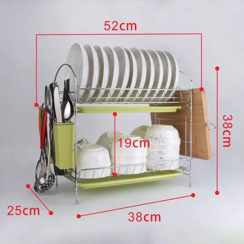 3 مستويات صفيحة صرف المطبخ غير القابل للصدأ رف تخزين الرف غسل سلة مطلي LNIFE بالوعة أدوات منظم التجفيف C100249G