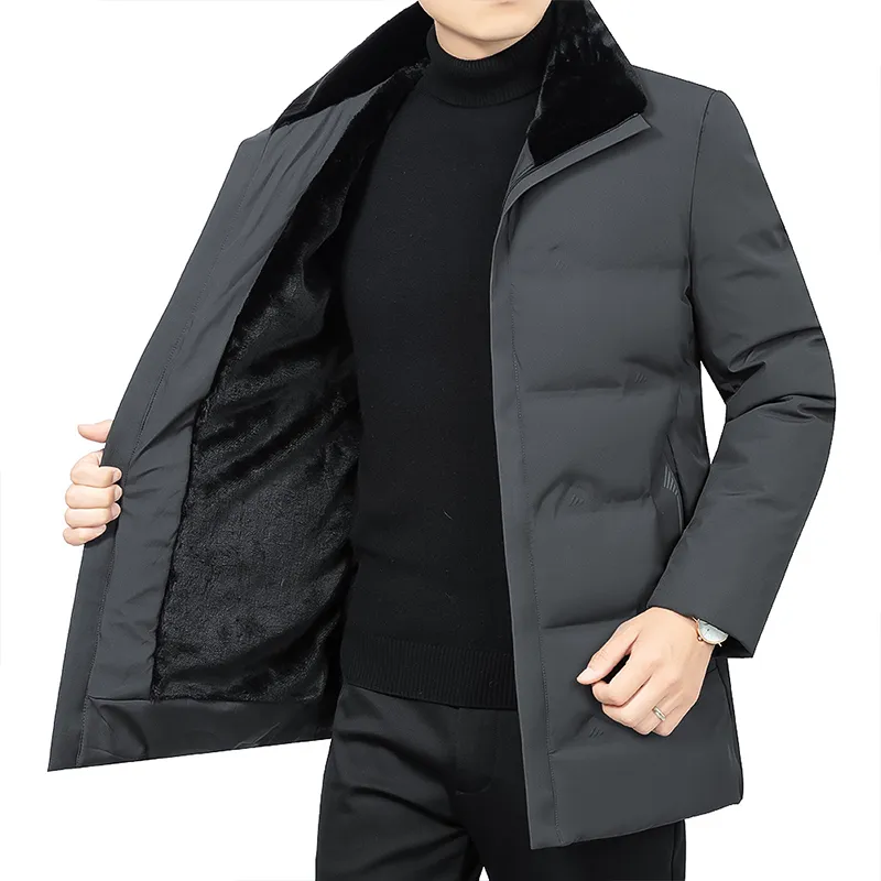 Mens Parka Giacca invernale calda Cappotti Uomo Moda Casual Mens Giacche e cappotti invernali Parka in pile Colletto Abiti staccabili 201127