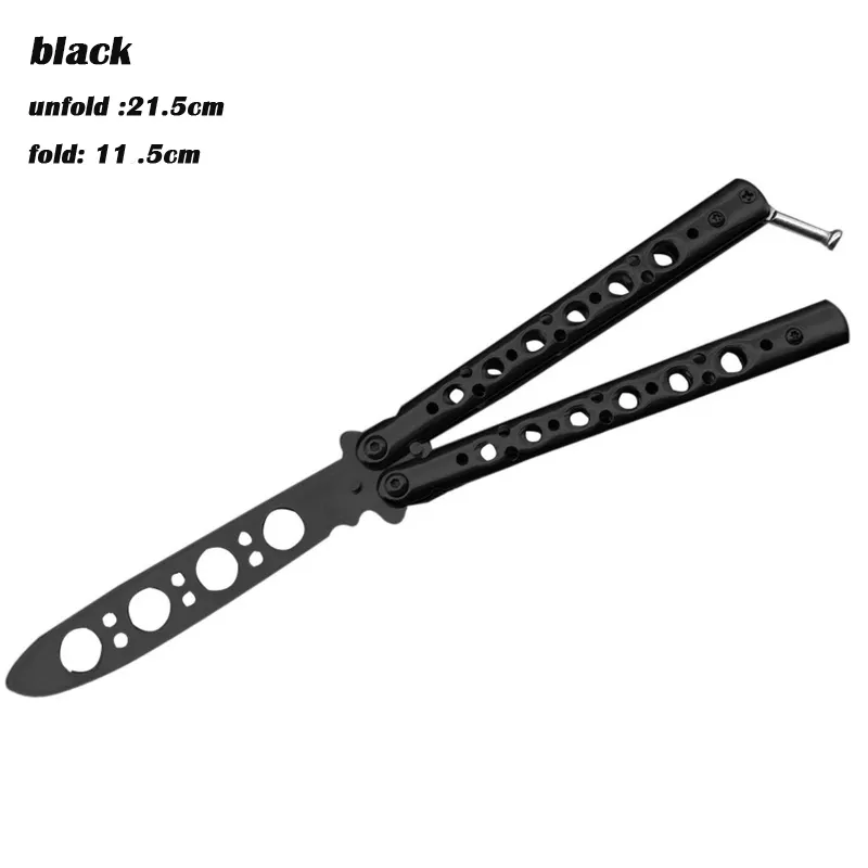 Colorful Stainless Steel Knife Butter fly Training Knife Outdoor Competition Knifes Blunt Tool No Blade Trainer Knives