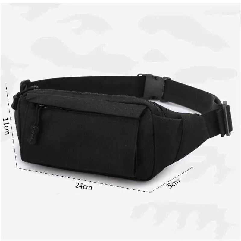 Men de haute qualité sac à poitrine Fanny Pack avec 3 poches Pockets Nylon Minital Sac Sac à glissière Black Khaki 220112304S