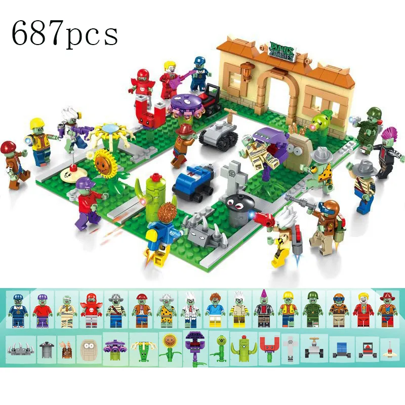 2020 Nova PVZ Plantas Vs Zumbis Atingido Jogo Brinquedo Figuras de Brinquedo de Ação Blocos de Construção Tijolos Brinquedos Para Crianças C11152210
