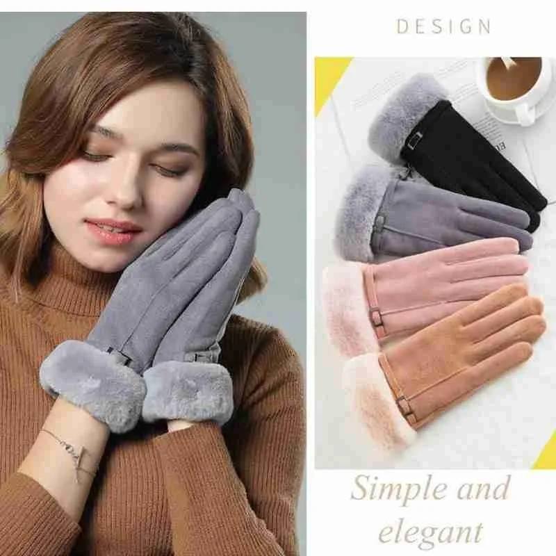 Перчатки с пятью пальцами, теплые зимние женские перчатки из натуральной кожи с полным пальцем, мужские варежки из меха, натуральный кашемир для женщин T1C0347s