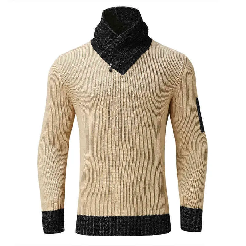 Männer Winter Pullover England Größe Feste Farbe Schal High Collar Turtheneck Warme Langarm Strickpullover Pullover 211221