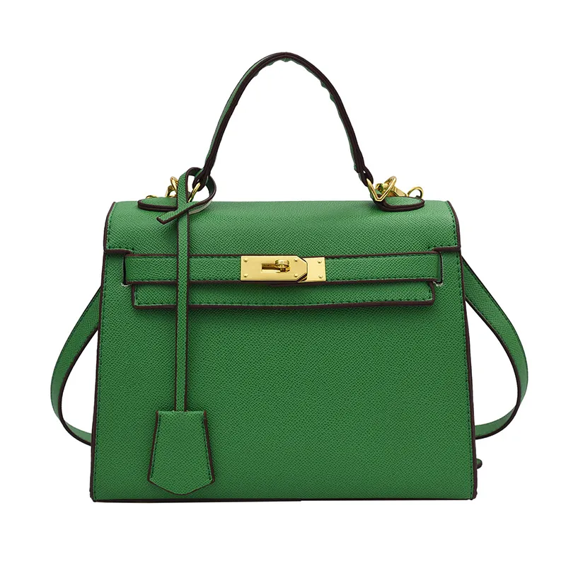 Mulheres inteiras fábricas Bolsa de atmosfera elegante Litchi Padrão portátil Bolsas de ombro portáteis ombros de moda verde Bolsas Joker Leathe340J