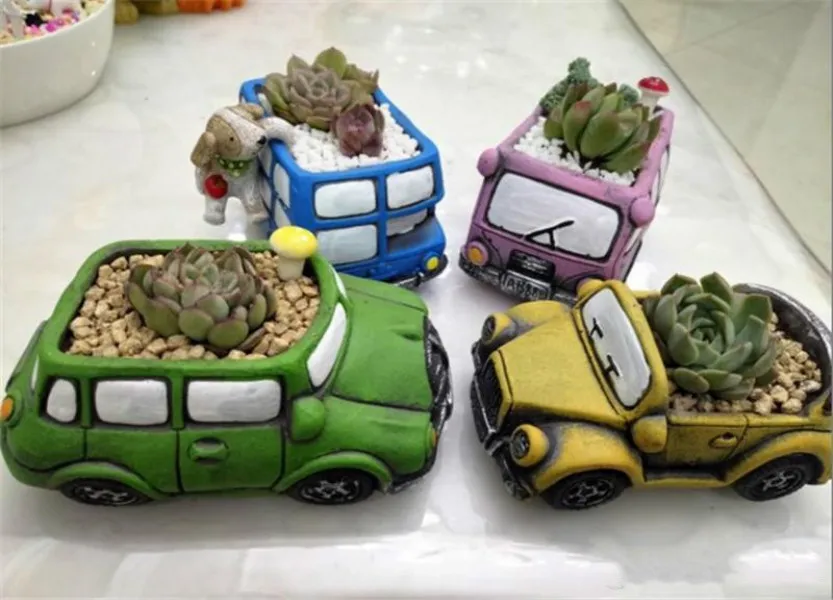 Rétro Creative Voiture Pot De Fleur Mini Jardin Jardinières Jardin Plante Succulente Planteur Bureau Pot De Fleur Cactus Plante Pot Décoration De La Maison 825