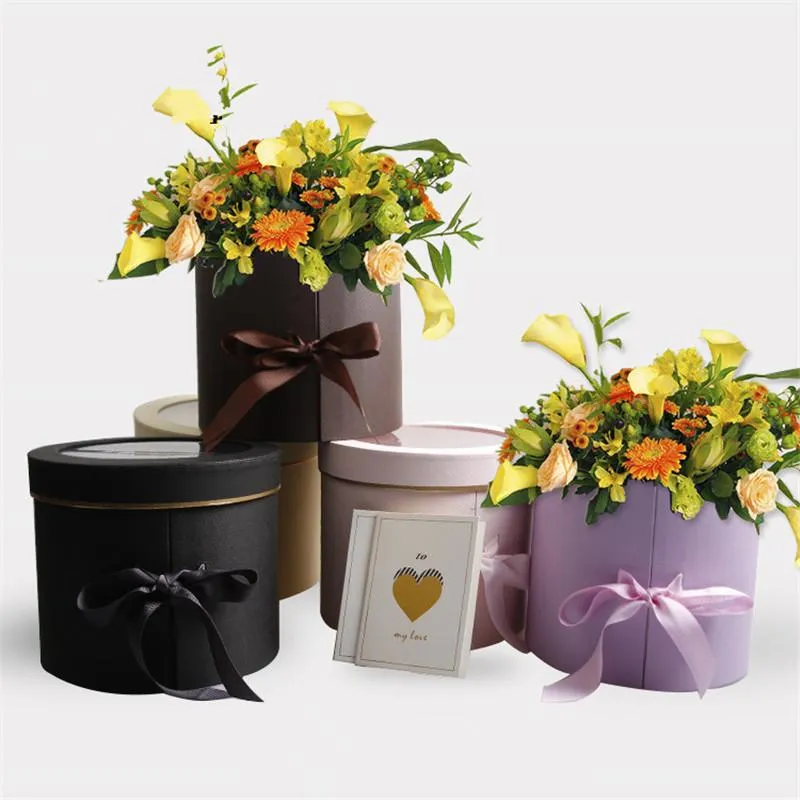 Scatole regalo fiori colorati a doppio strato di fascia alta Scatole imballaggio regalo feste di nozze Forniture fioristi331p
