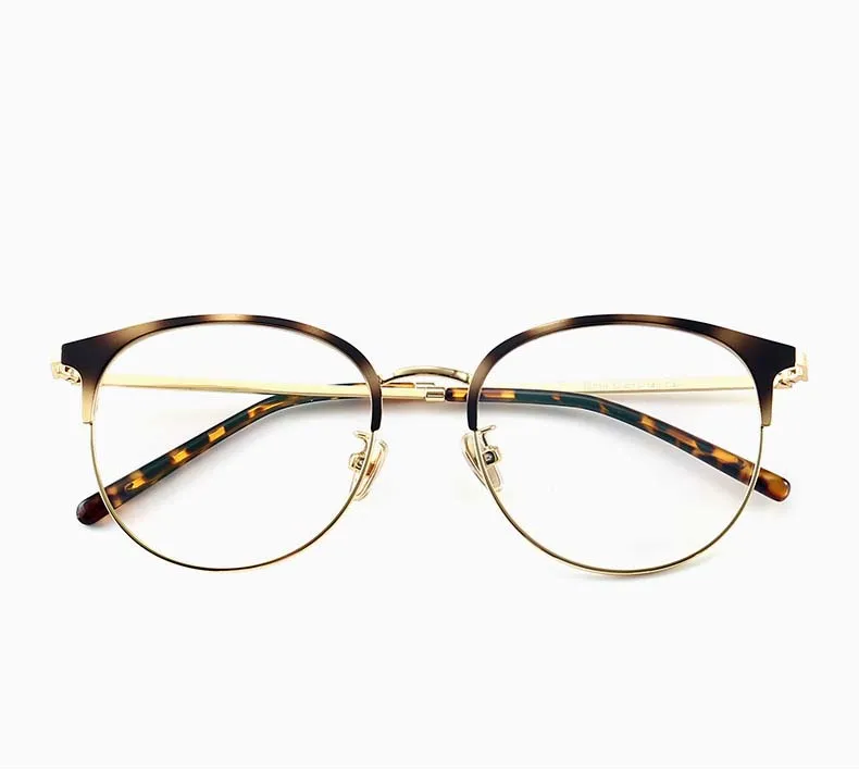 Wysokiej jakości kocie oko Kobiety Okulary przeciwsłoneczne Mężczyzny Oko Oko Oko Retro Big Circle Recepty okulary żeńskie metalowe szklanki optyczne Pełne R251L
