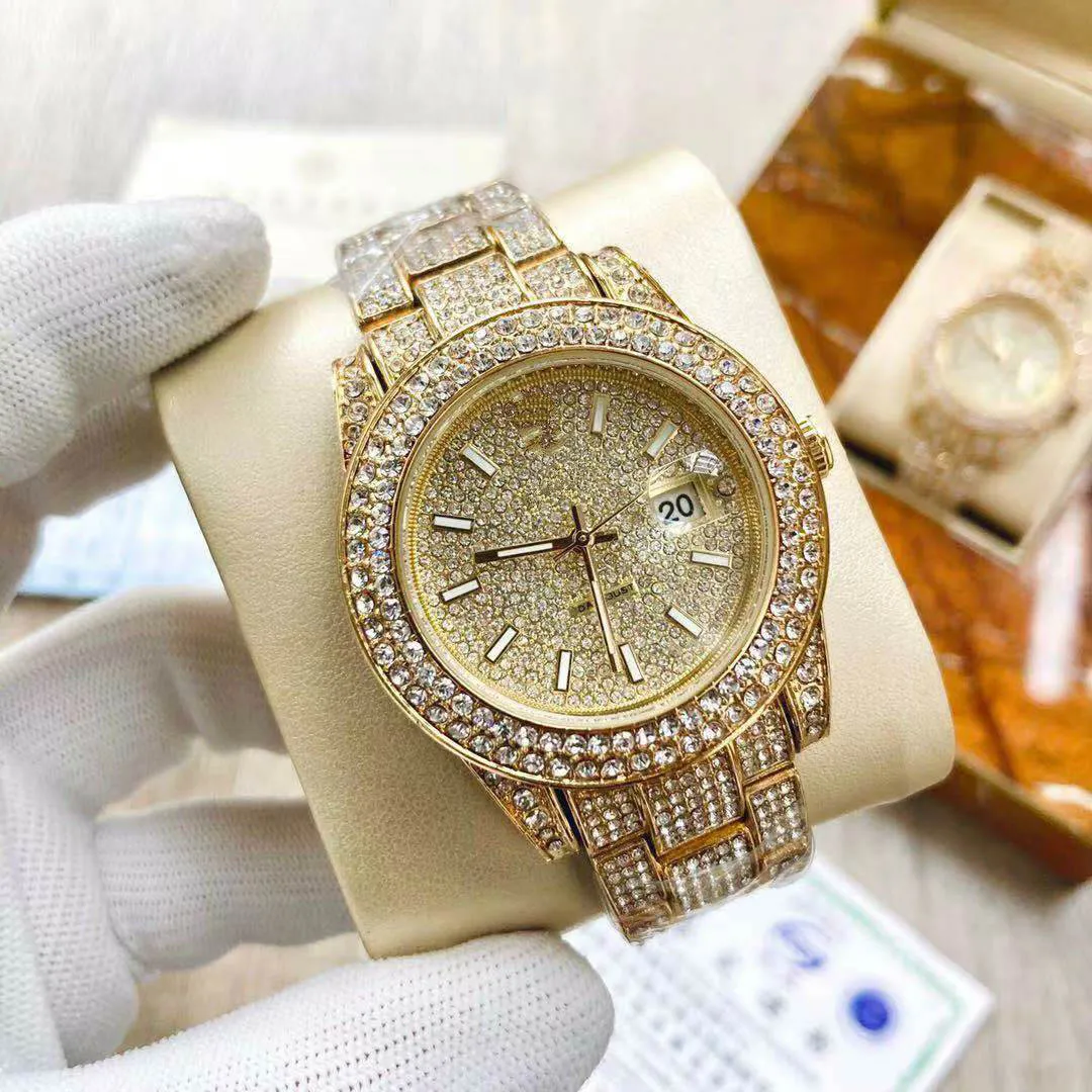 TM Watch New s moda bateria de quartzo calendário completo wacthes 36m diamante relógios masculinos relógios de pulso294S