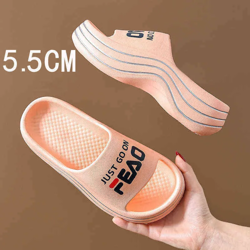 Nouvelles femmes chaussures sandales 2022 été pantoufles tongs talons hauts épais homme plage mode mûres pantoufles Zapatillas Mujer Y220214