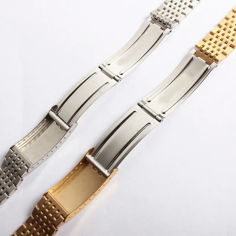 Toppkvalitet 18mm 19mm 20mm Watch Strap Polished Rostfritt Steel Silver Watch Band för ome Ga Steel Armband28214356642