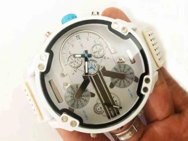Мужские часы с большим циферблатом, модные индивидуальные часы, силиконовый ремень 7419, белые кварцевые часы, спортивные деловые часы, мужские Dz 211231247p
